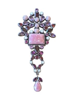 Nicky Butler Ornate Sterling Silver Multi Gemstone Pendant Brooch